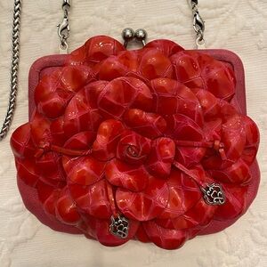 Brighton Rosalie Red Floral Women's Kiss Lock Purse